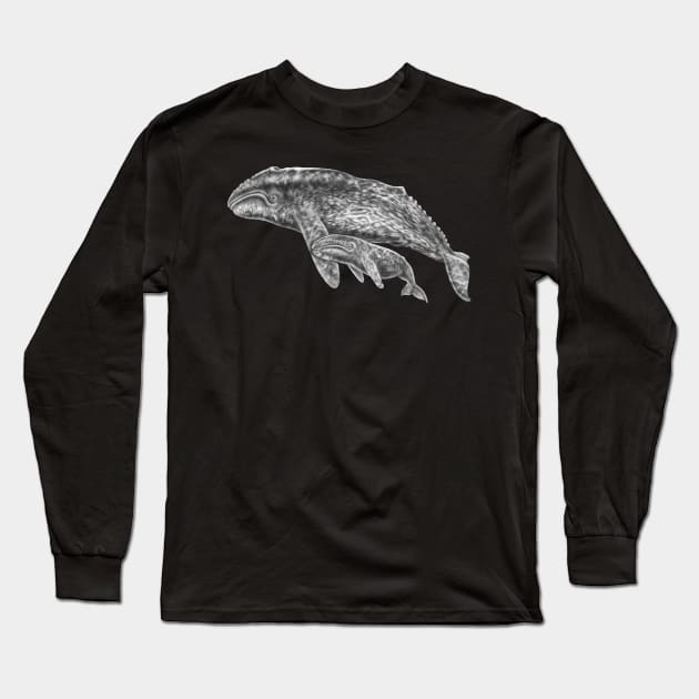 Gray Whales Long Sleeve T-Shirt by Tim Jeffs Art